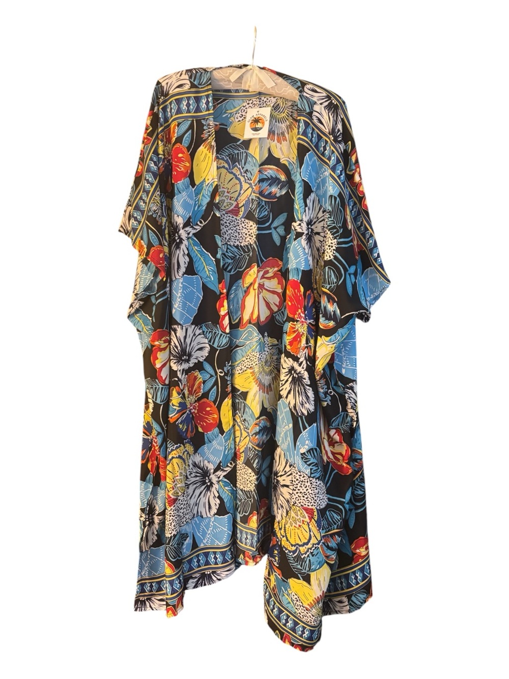 Glam Apparels Tropical Floral Multi Kimono Swim Coverup -NWT OSFM
